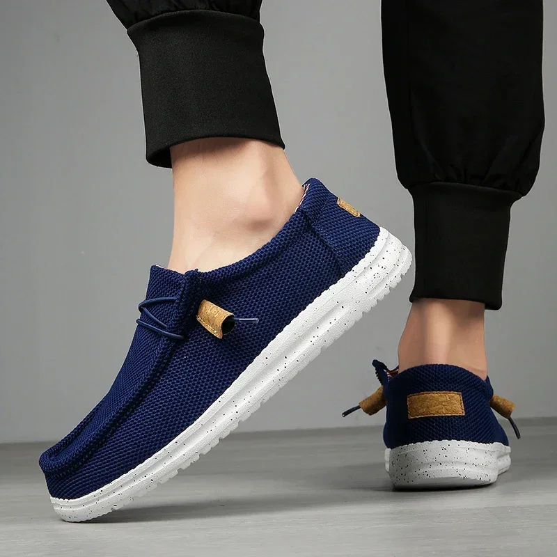 Men Casual Shoes on Canvas Loafers Comfortable Walking Flats for Man Dude Non Slip Soft Moccasins Sneakers