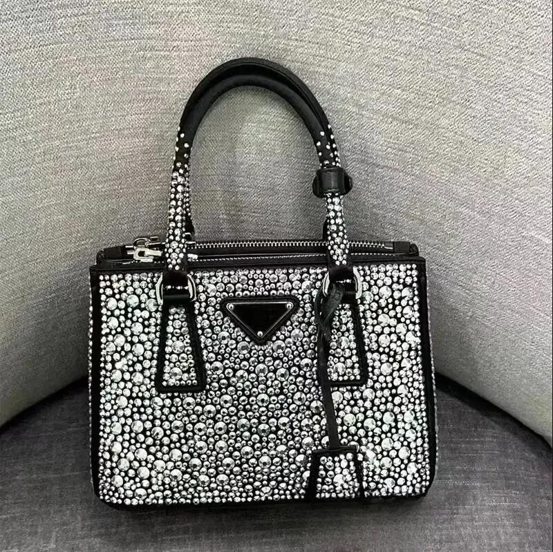 Fashion Designer Women Diamond Brick Shoulder Bags Handbag Leather Banquet makeup bag