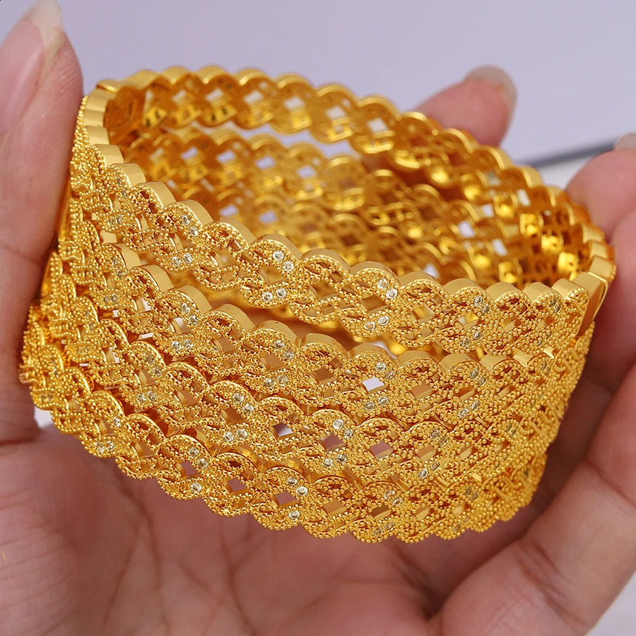 GirlS With white rhinestones Dubai Bangles For Women Bengal Africa Jewelry Saudi Arab Bracelets Habesha Indian Bride Gift 240927