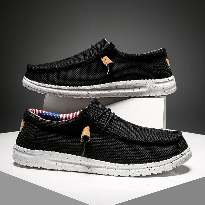 Men Casual Shoes on Canvas Loafers Comfortable Walking Flats for Man Dude Non Slip Soft Moccasins Sneakers