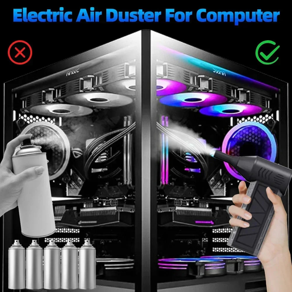 130000RPM Mini Turbojet Fan Electric Air Dust Collector Adjustable Wind Speed Turboviolent Blower Rechargeable Comes with Light Vehicle Cleaning 24093