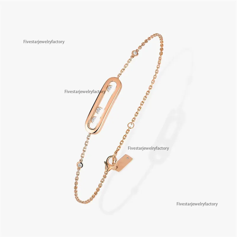 Designer Bracelets For women gold-plated 925 silver link chain sliding Three Diamond bracelet High quality jewelry fashion luxury festivals gift