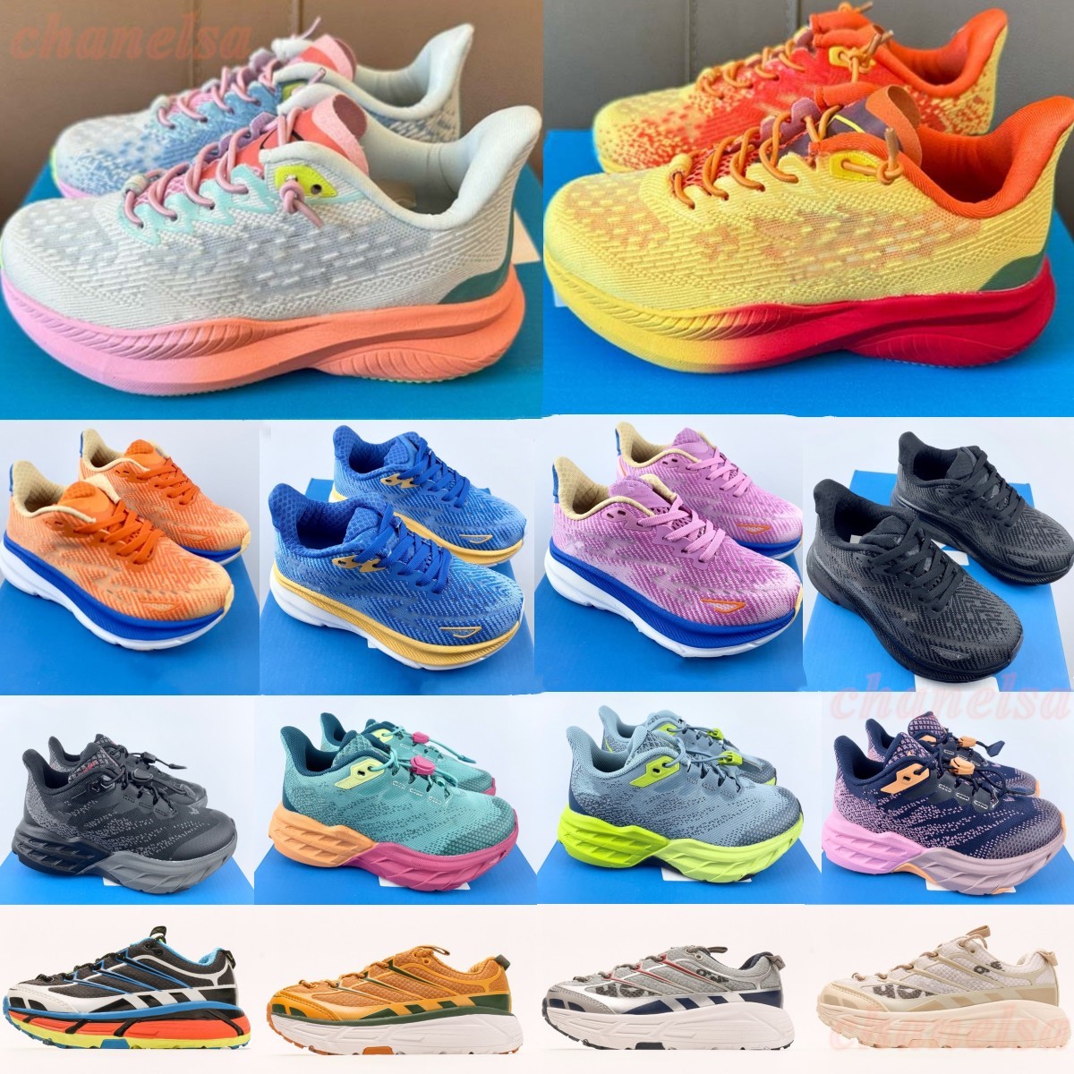 kids running shoes Clifton 9 toddlers sneakers youth boys girls runner Triple Black Vibrant Orange Coastal Sky Children trainers kid shoe