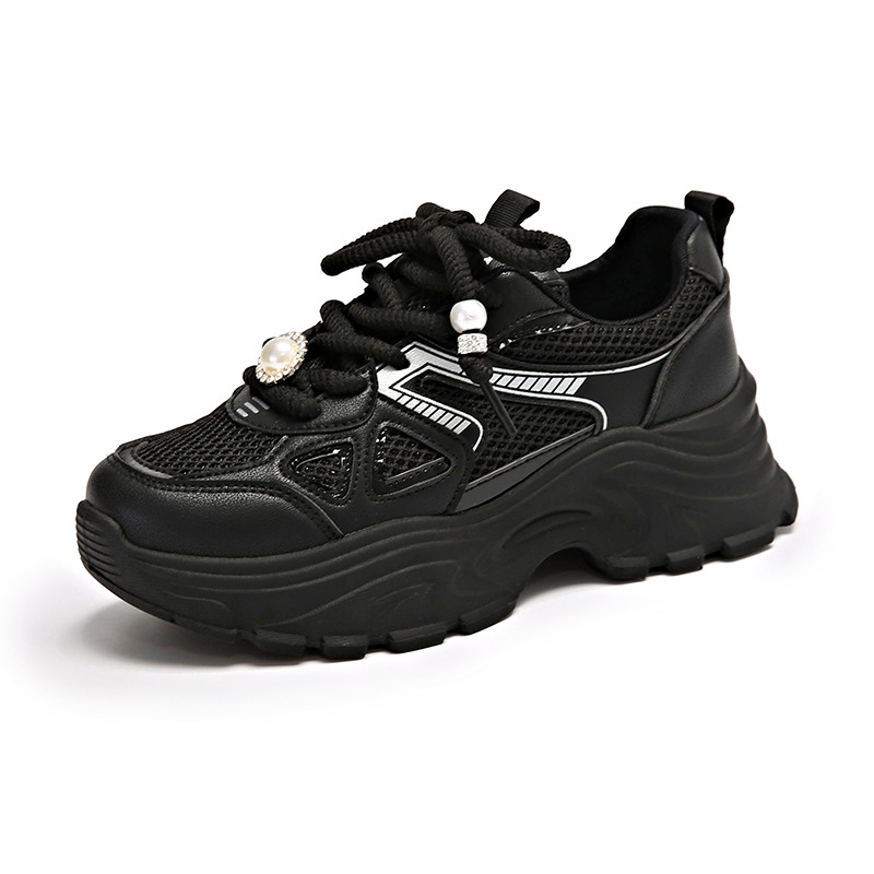 Women's new mesh breathable hollow thick soled sports shoes