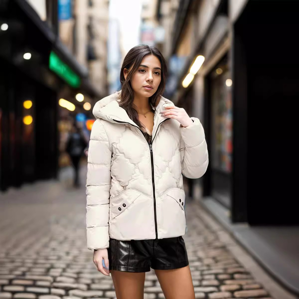 puffer jacket Ling Shaped Cotton Coat Cotton Jacket for Women Spring and Autumn New Style Short Top Short Style with Added Velvet and Thick Cotton
