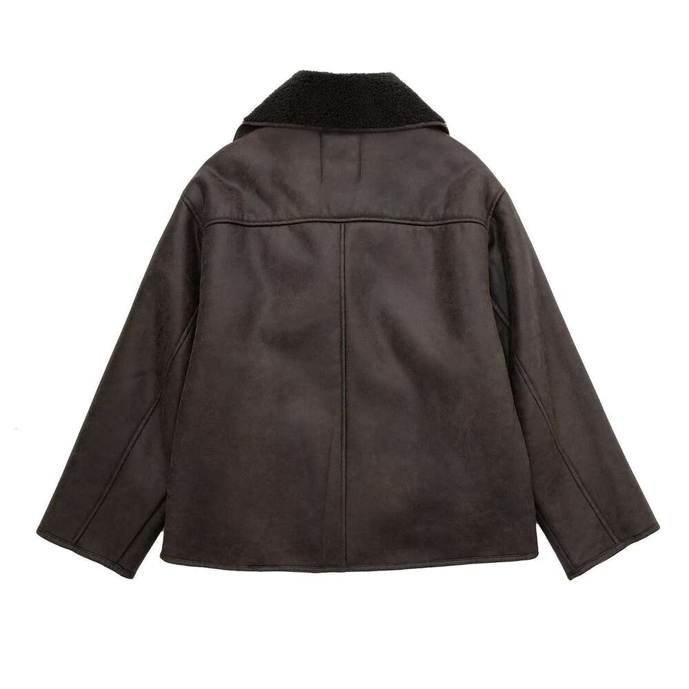 Jacket Women's coat Winter Street Style Loose double-faced jacket with plush coat lapel Fashion A high sense Outdoor Outfits Long Sleeve Chic Lap