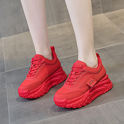 New Designer Shoes Made Of Cowhide 7CM Thick Tennis Shoes, Women's Fashionable Mesh Breathable Lightweight Running Balance Women's Thick Sol