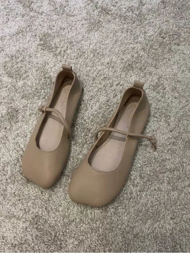 JuneLove Summer Women's Casual British Style Comfortable Boat Soft Bottom Shallow New Round Head Ballet Flat Shoes 240924