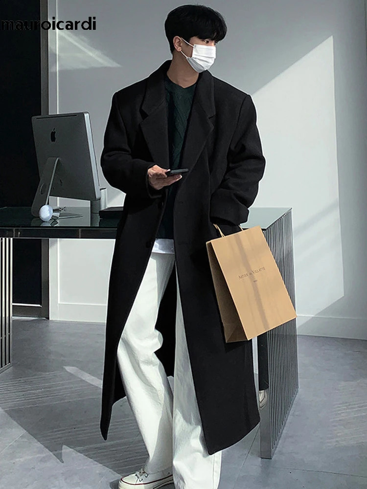 Mauroicaldi autumn and winter long and thick warm and soft suitable for wool coats mens single chest cool and wool blend coats 240926CJCT