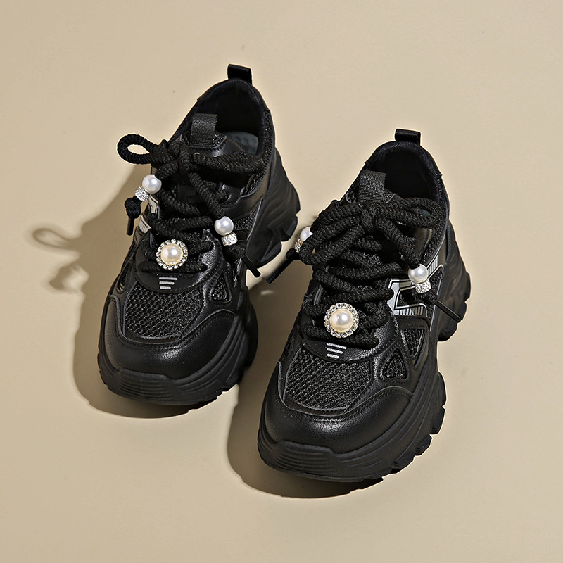 Women's new mesh breathable hollow thick soled sports shoes