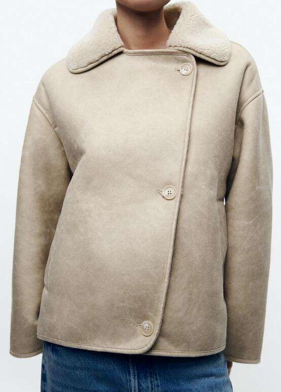 Jacket Women's coat Winter Street Style Loose double-faced jacket with plush coat lapel Fashion A high sense Outdoor Outfits Long Sleeve Chic Lap