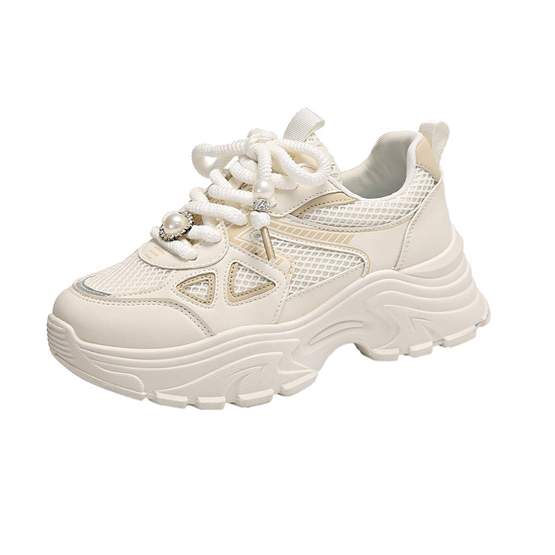 Women's new mesh breathable hollow thick soled sports shoes