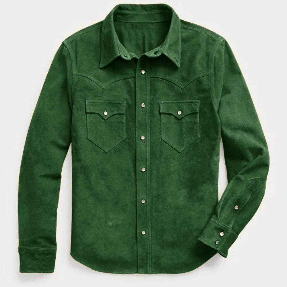 Mens jacket mens single chest jacket fashionable mens motorcycle style suede 1-piece set version lapel top 240930
