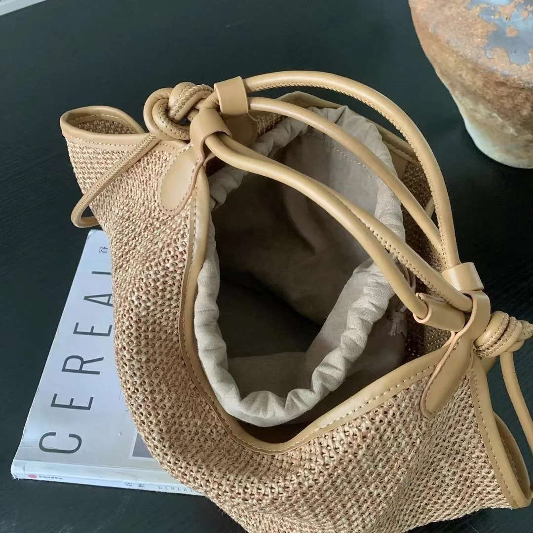 3 Summer Style Straw Woven Large Capacity One Shoulder Underarm Bucket Bag 240929 4