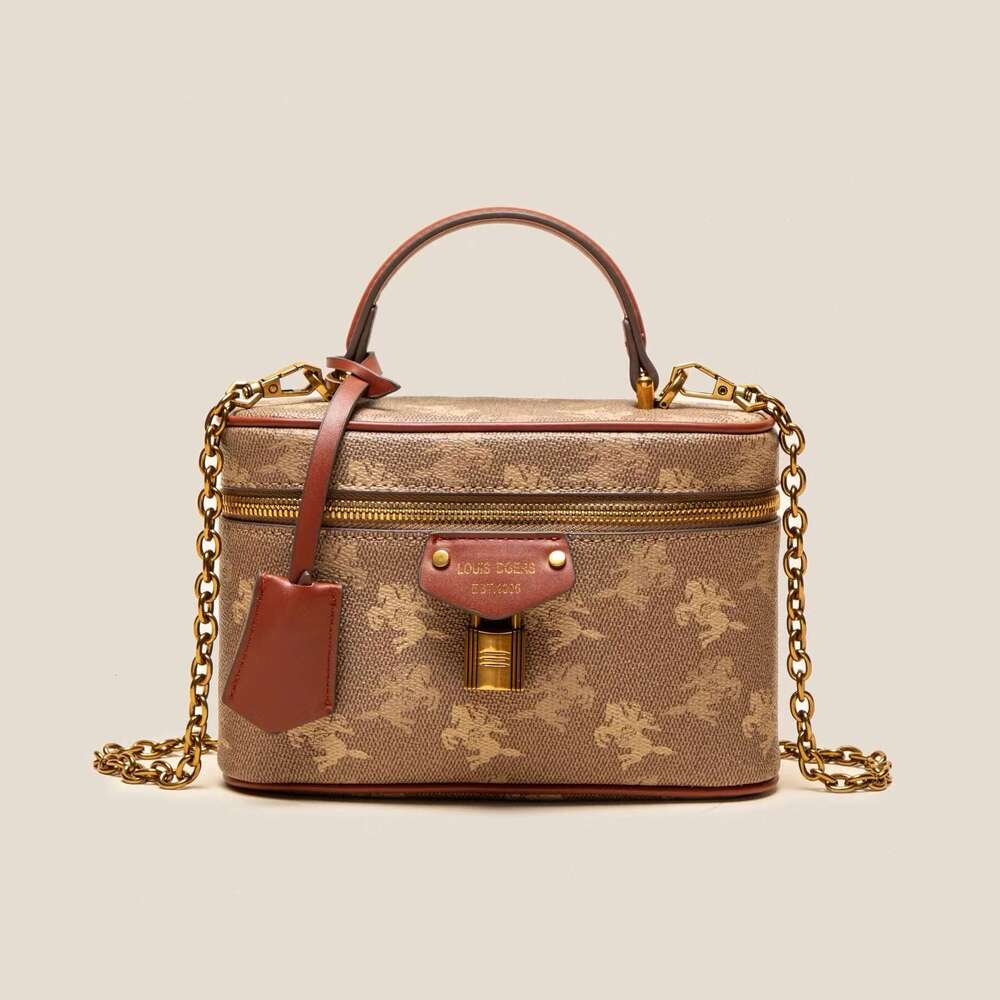 Leather Box Female Leather 2024 New Fashion High-Capacity Handbag Single Shoulder Embroidery Cosmetic Bag