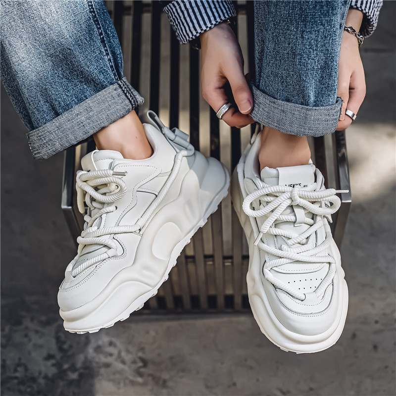 New autumn and winter men's thick soled low top chunky shoes