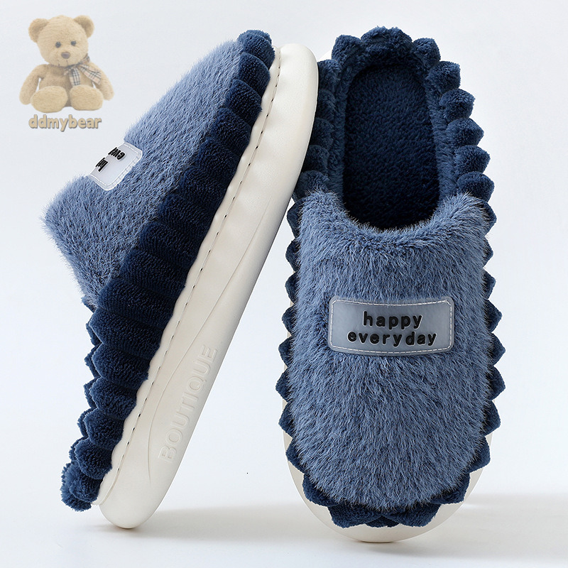 Ddmybear Home Cotton Men, Plus Size, Thick Sole, Indoor Plush Insulation, High-End Winter Slippers For Men Chinese Brand Shoes F1008-12.5