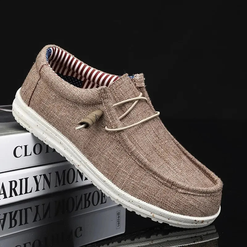 Mens breathable casual canvas sneakers comfortable and soft suitable for mens lightweight driving boat shoes ww 241008