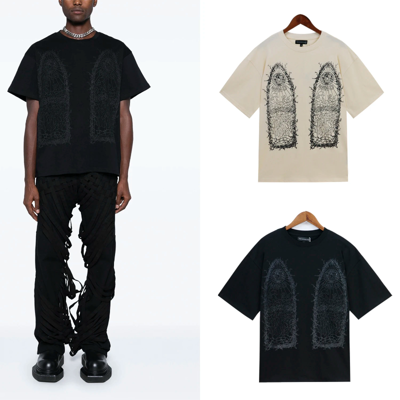 Men's T-Shirt Black Apricot Cotton Print Casual T Shirt Tees Tops for Mens Womens 2025ss
