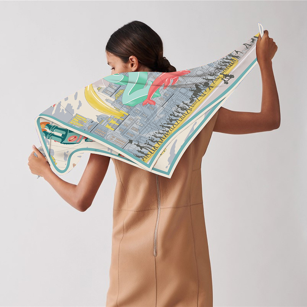 Women Square Head Twill Scarf 90CMx90CM Hair Neck Scarves Shawls Bag Bandanas Tops Summer Spring Accessories Female Foulard Femme 90cm*90cm
