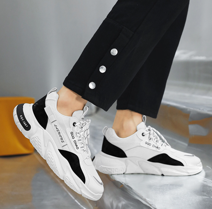 Men Sports Fashion Design Thick Sole Increase Height Sneakers Breathable Running Shoes Anti Slip Triple Black Green Khaki fashion