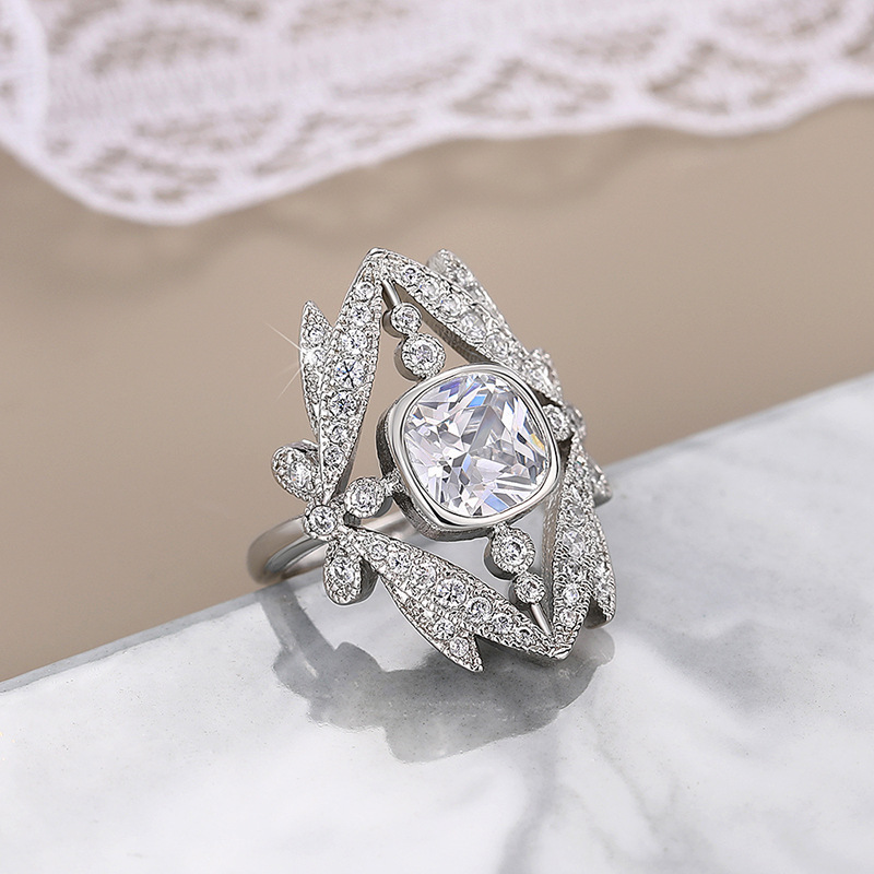 Wedding Rings: 10KT White Gold Fill Women's Vintage Cubic Zirconia Eternity Band