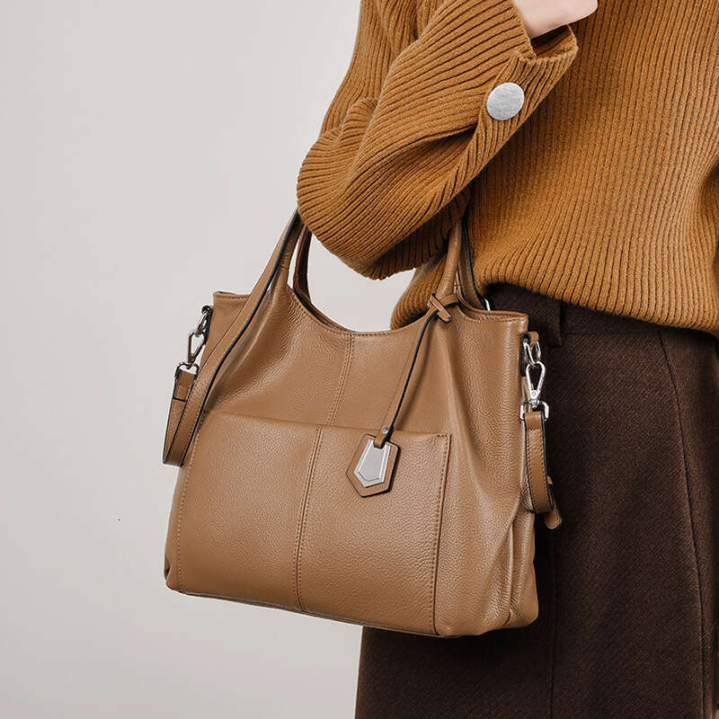 Toptrends 100% Genuine Leather Tote Handbags For Women 2024 Trend Designer Top Handle Commuter Ladies Shoulder Crossbody Bags