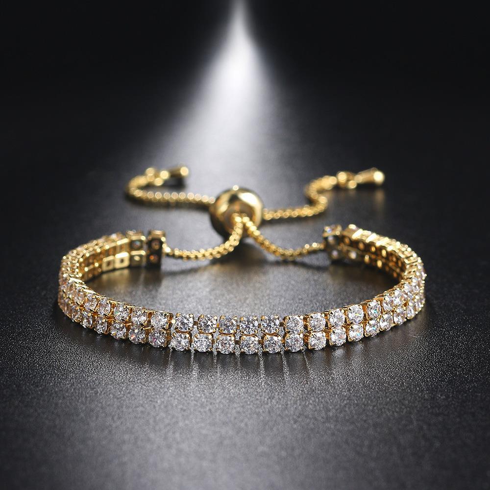 womens double row zircon 2 5mm full dia adjustable tennis bracelet wedding queue jewelry