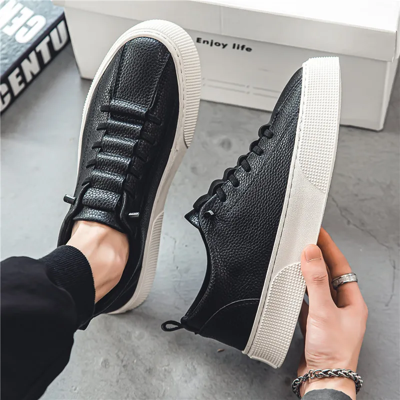 Spring New Men Shoes Fashion Lace-up Men Sneakers Designer Leather Casual Shoes comfortable Outdoor Men Running Shoes tenis