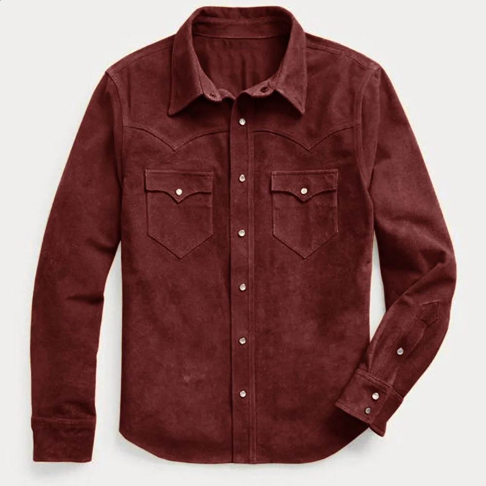 Mens jacket mens single chest jacket fashionable mens motorcycle style suede 1-piece set version lapel top 240930