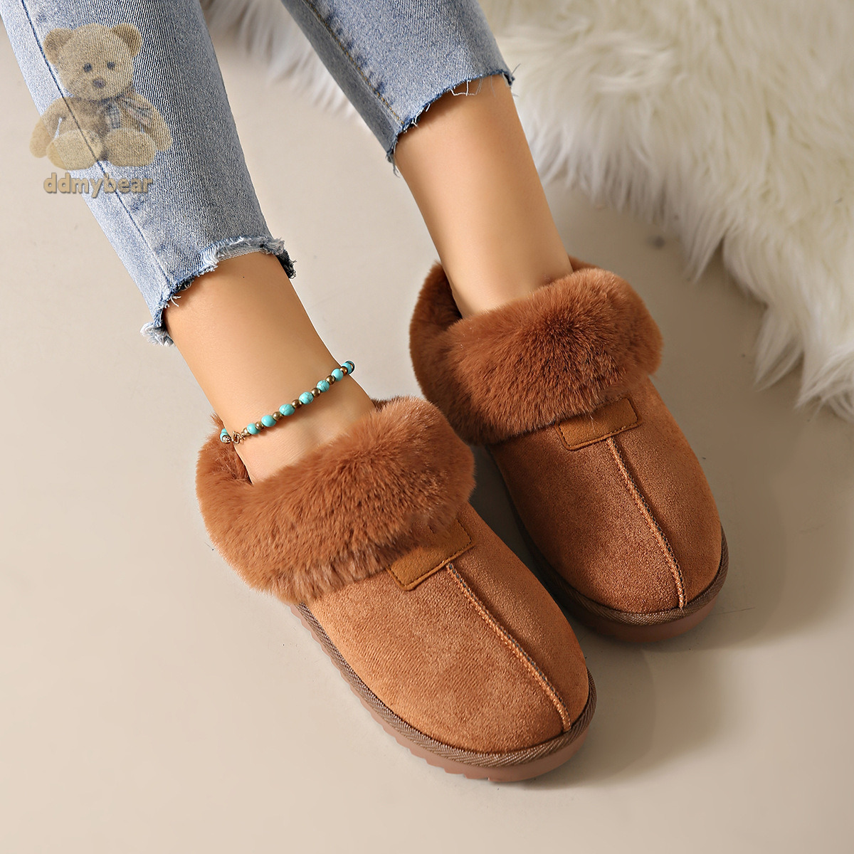 Ddmybear Tazite Snow Boots Women's Winter New Thickened Warm And Velvet Slippers Outdoor Indoor Chinese Brand Shoes F1008-28