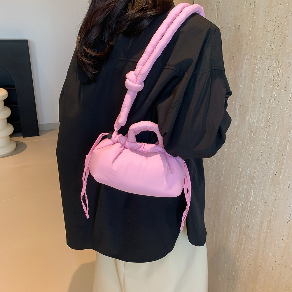 2024 designer candy colored fashionable handbag with soft fluffy cotton adjustable shoulder strap suitable for women's work, shopping, and travel