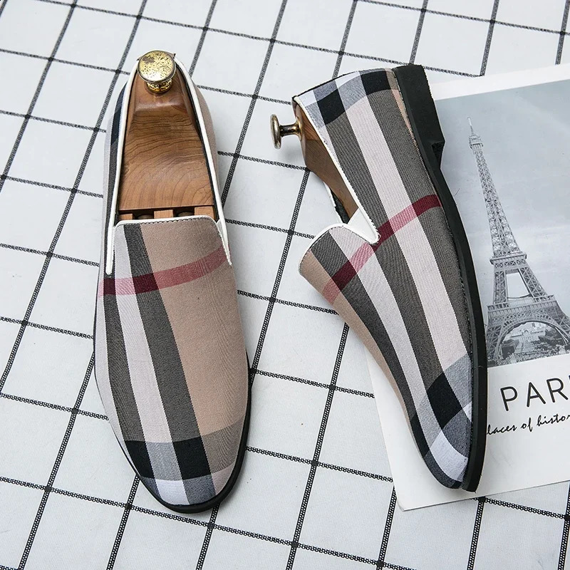 mens dress shoes with striped patches work leather shoes fashionable handmade wedding party shoes mens slippers Oxford shoes mens plus size 240930