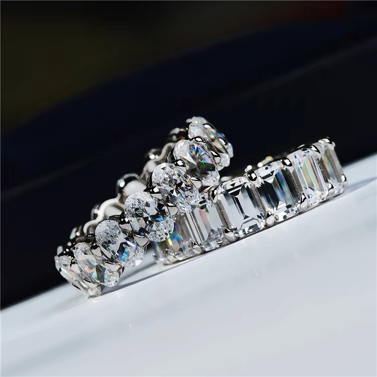 Oval Wedding Ring Set: Sterg Sier, White Topaz & Cubic Zirconia, for Women, Engagement, Party, Gift