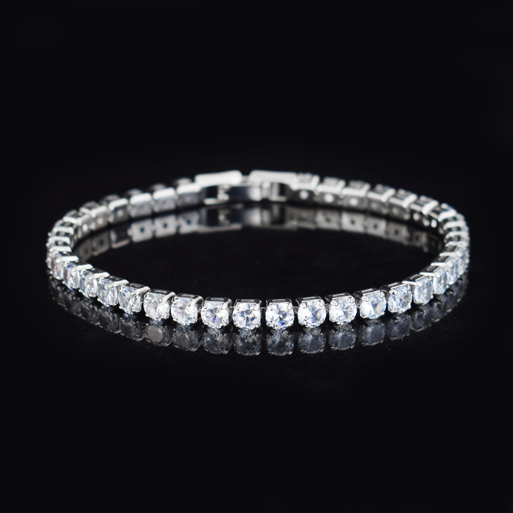 Tennis Bracelets CZ Bling Cubic Zirconia Mens Hip Hop Jewelry Blue Green Silver Rose Gold 4mm Round Full Diamond Women Fashion Hiphop 1 Single Row gif
