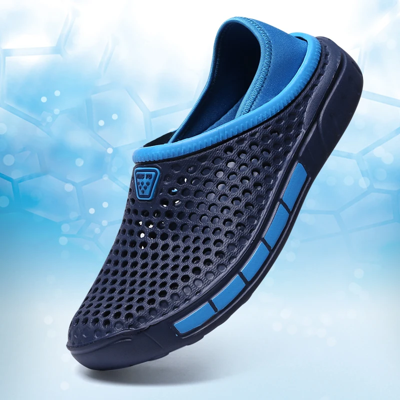 Summer Beach Men Sandals Breathable Men's Casual Shoes Hole Shoes Light Clogs Home Garden Outdoor Male Flat Slippers Big Size