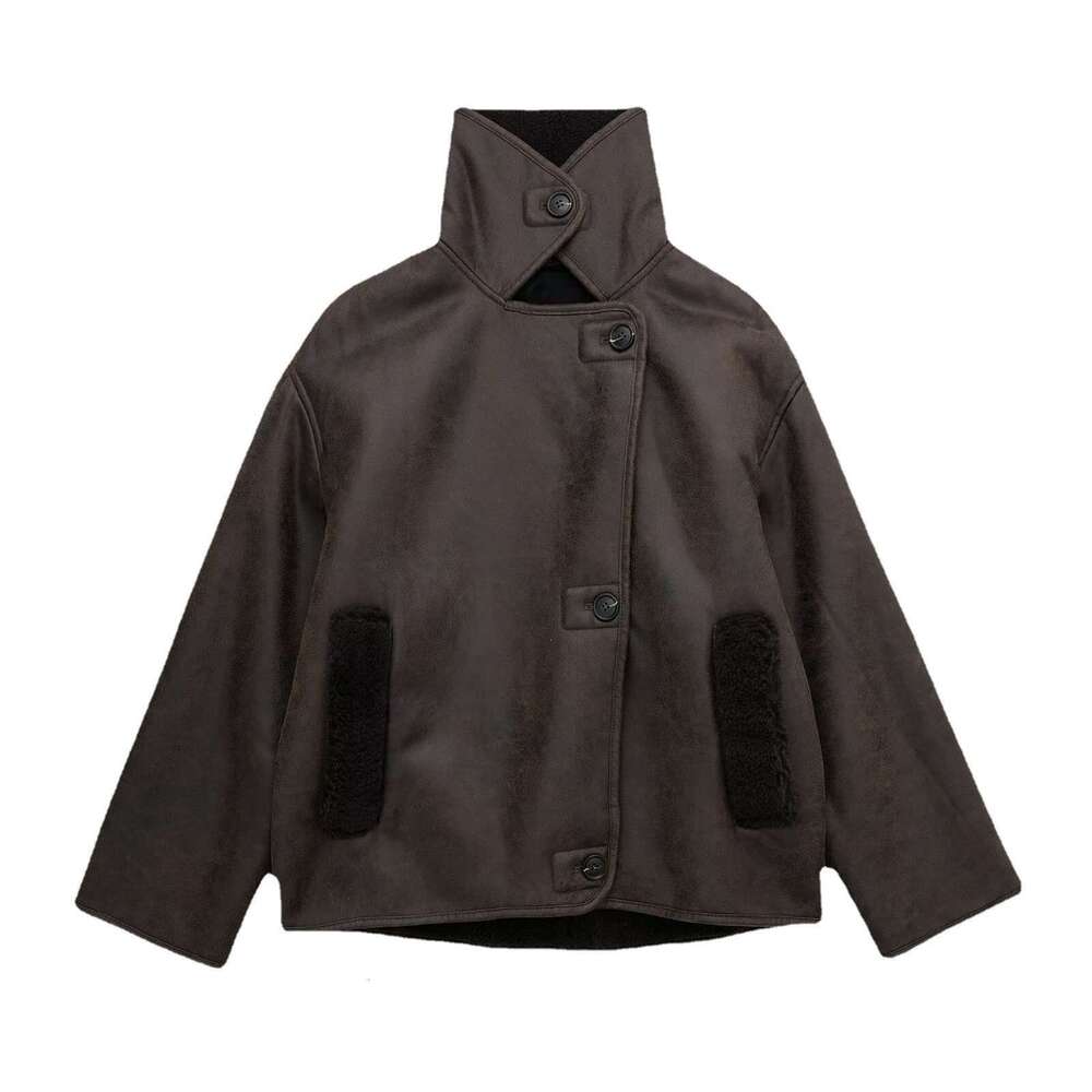 Jacket Women's coat Winter Street Style Loose double-faced jacket with plush coat lapel Fashion A high sense Outdoor Outfits Long Sleeve Chic Lap