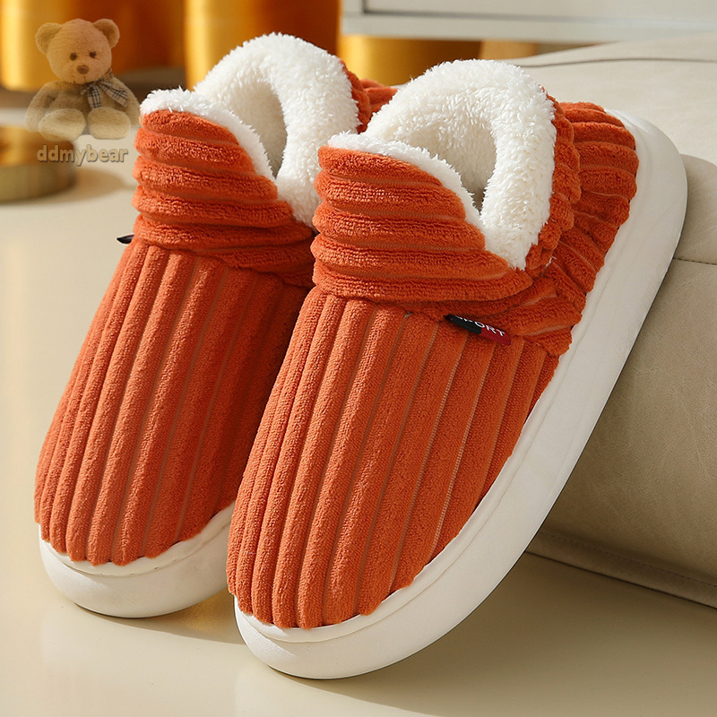 Ddmybear New Women's Indoor Winter Plush Thick Sole Warm Cotton For Men's Home Shoes Heel Pack Chinese Brand Shoes F1008-19