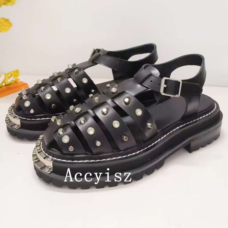 Summer New Solid Color Leopard Pattern Sandals Women's Thick Sole Hollow Simple Versatile Sandalias Daily Casual Commuter Shoes