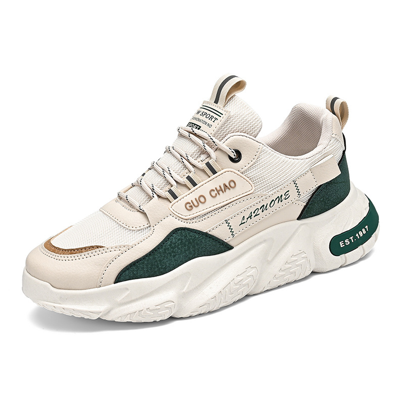 Men Sports Fashion Design Thick Sole Increase Height Sneakers Breathable Running Shoes Anti Slip Triple Black Green Khaki fashion