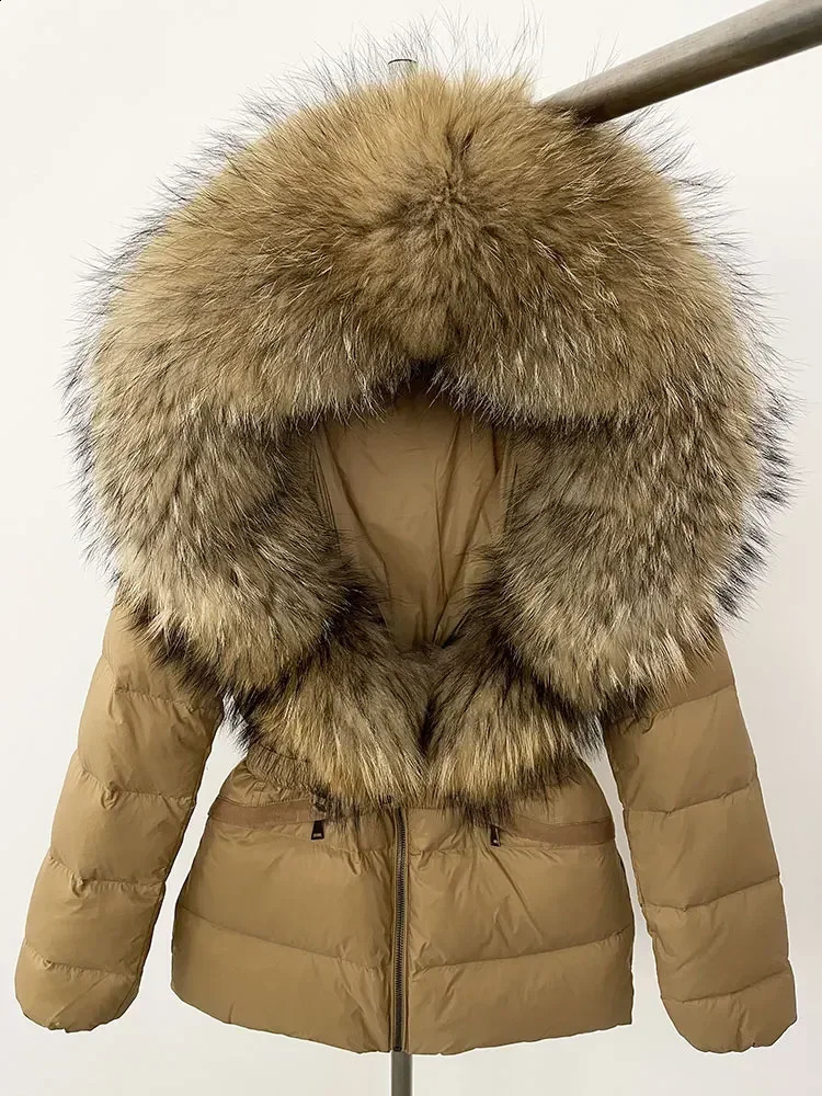 OFTBUY White Duck Down Coat Winter Jacket Womens Natural Raccoon Fox Fur Collar Hooded Thick Warm Casual Coat 240930
