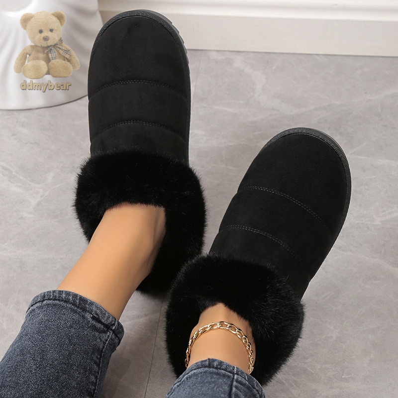 Ddmybear Winter Low Cut Snow Cotton Single Shoes, Warm Plush Slippers, Suitable For Indoor And Outdoor Wear, Large Size New Style Chinese Brand Shoes 