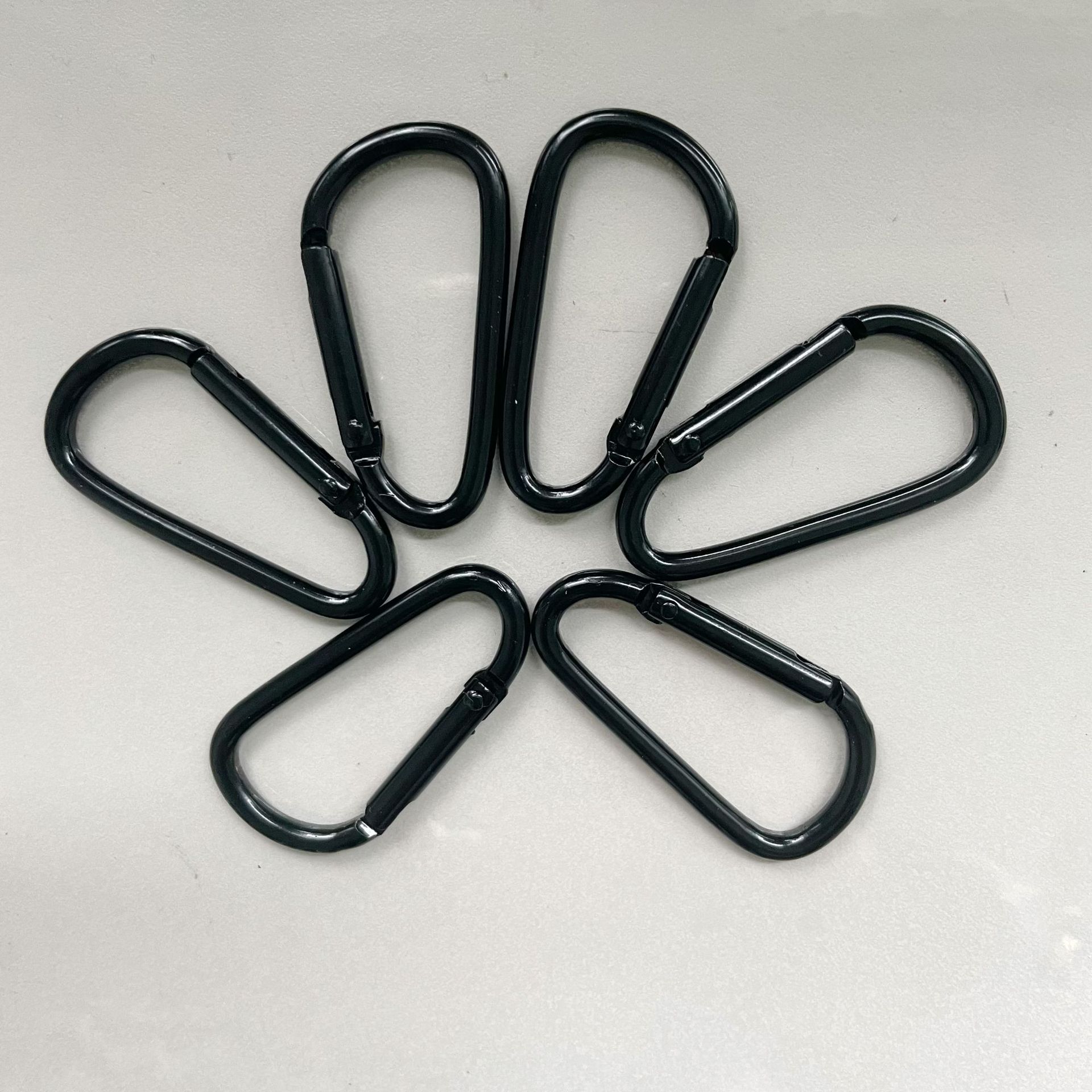 Electric Coating Black Aluminum D-Shape Regular Mountaineering Carabiner