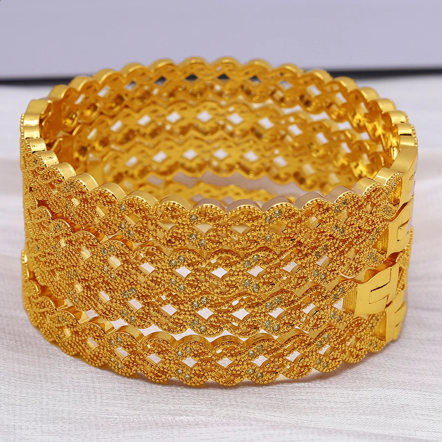 GirlS With white rhinestones Dubai Bangles For Women Bengal Africa Jewelry Saudi Arab Bracelets Habesha Indian Bride Gift 240927