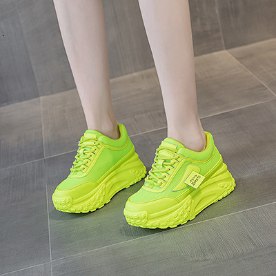 New Designer Shoes Made Of Cowhide 7CM Thick Tennis Shoes, Women's Fashionable Mesh Breathable Lightweight Running Balance Women's Thick Sol
