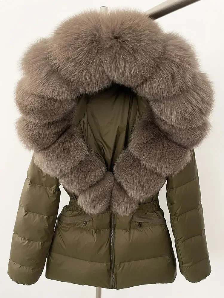 OFTBUY White Duck Down Coat Winter Jacket Womens Natural Raccoon Fox Fur Collar Hooded Thick Warm Casual Coat 240930