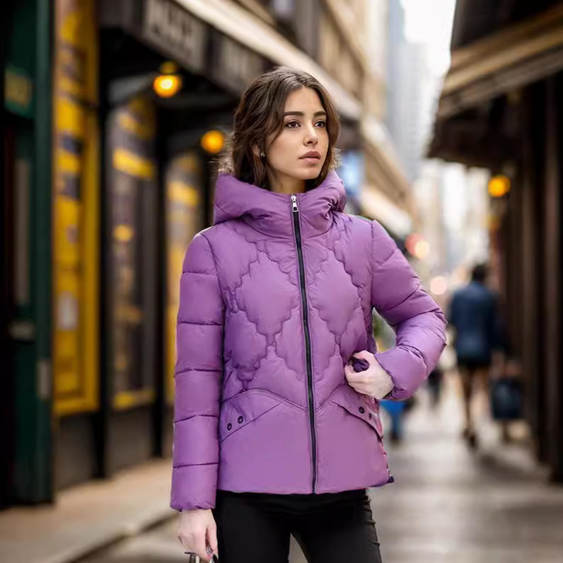 puffer jacket Ling Shaped Cotton Coat Cotton Jacket for Women Spring and Autumn New Style Short Top Short Style with Added Velvet and Thick Cotton