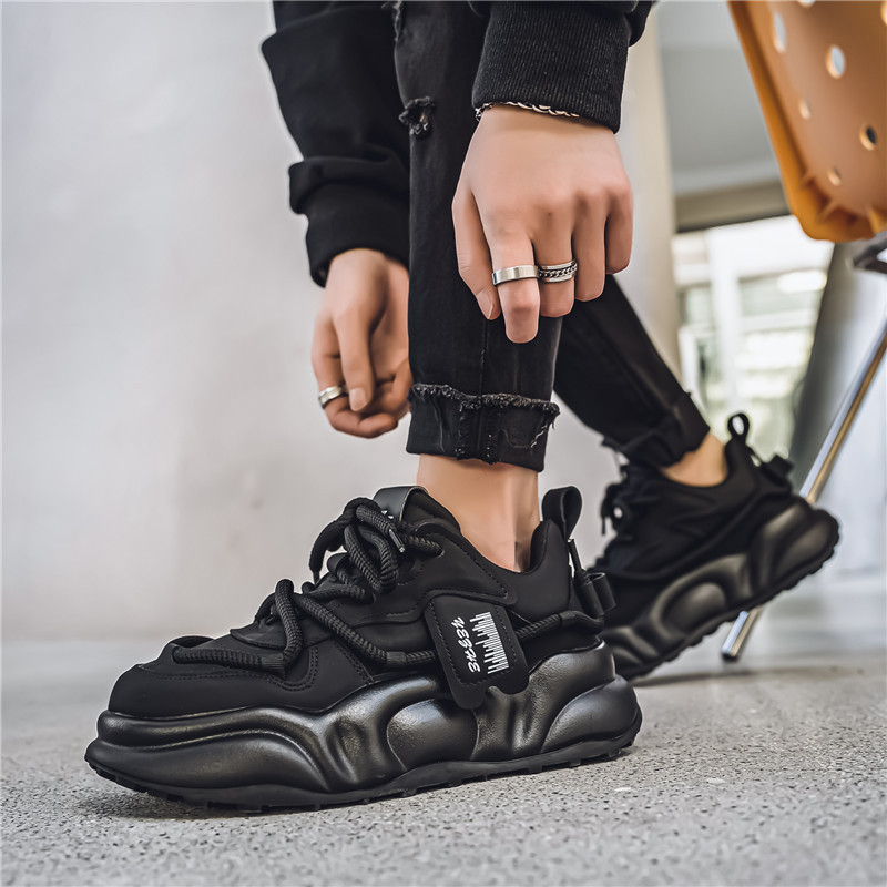 New autumn and winter men's thick soled low top chunky shoes