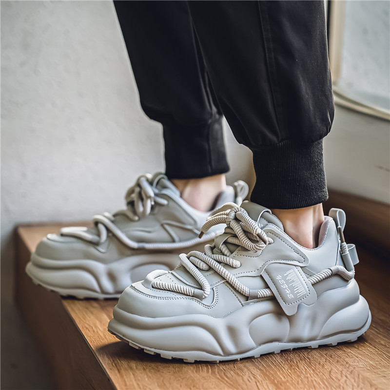 New autumn and winter men's thick soled low top chunky shoes