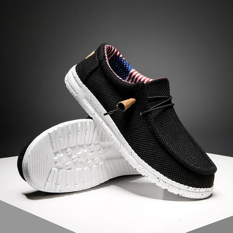 Men Casual Shoes on Canvas Loafers Comfortable Walking Flats for Man Dude Non Slip Soft Moccasins Sneakers